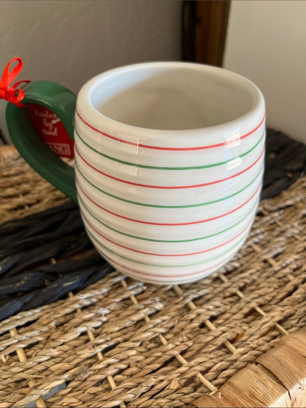 Hand-Painted Santa Stripe Holiday Mug - - Picture 2 of 3
